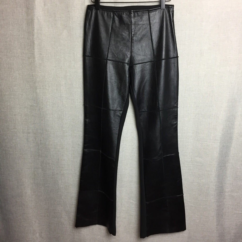 Morris Kaye & Sons Leather Front Side Zip Slacks M